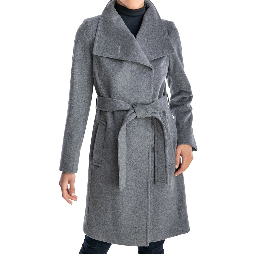 Michael Kors Gray Wool Coat Belted Collar Clean Minimal Staple Luxury Old money